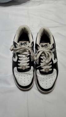 A Bathing Ape Bape Sta Low Black White Patent Leather Sneakers